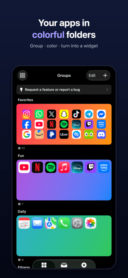 Colorful app groups